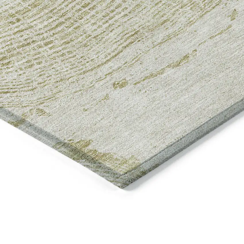 Khaki Beige And Taupe Abstract Washable Indoor Outdoor Area Rug Photo 3