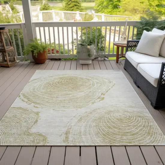 Khaki Beige And Taupe Abstract Washable Indoor Outdoor Area Rug Photo 9