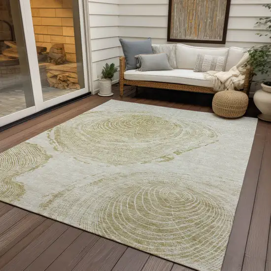 Khaki Beige And Taupe Abstract Washable Indoor Outdoor Area Rug Photo 6