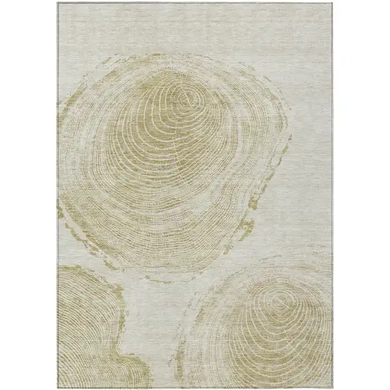 Khaki Beige And Taupe Abstract Washable Indoor Outdoor Area Rug Photo 1