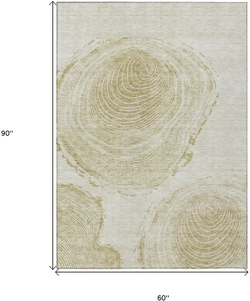 Khaki Beige And Taupe Abstract Washable Indoor Outdoor Area Rug Photo 3