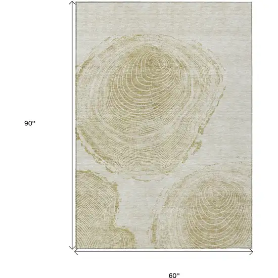 Khaki Beige And Taupe Abstract Washable Indoor Outdoor Area Rug Photo 3