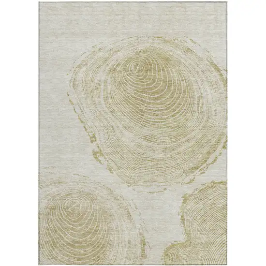 Khaki Beige And Taupe Abstract Washable Indoor Outdoor Area Rug Photo 5