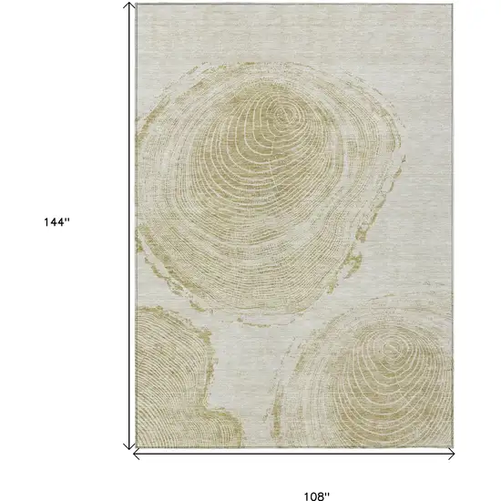 Khaki Beige And Taupe Abstract Washable Indoor Outdoor Area Rug Photo 3