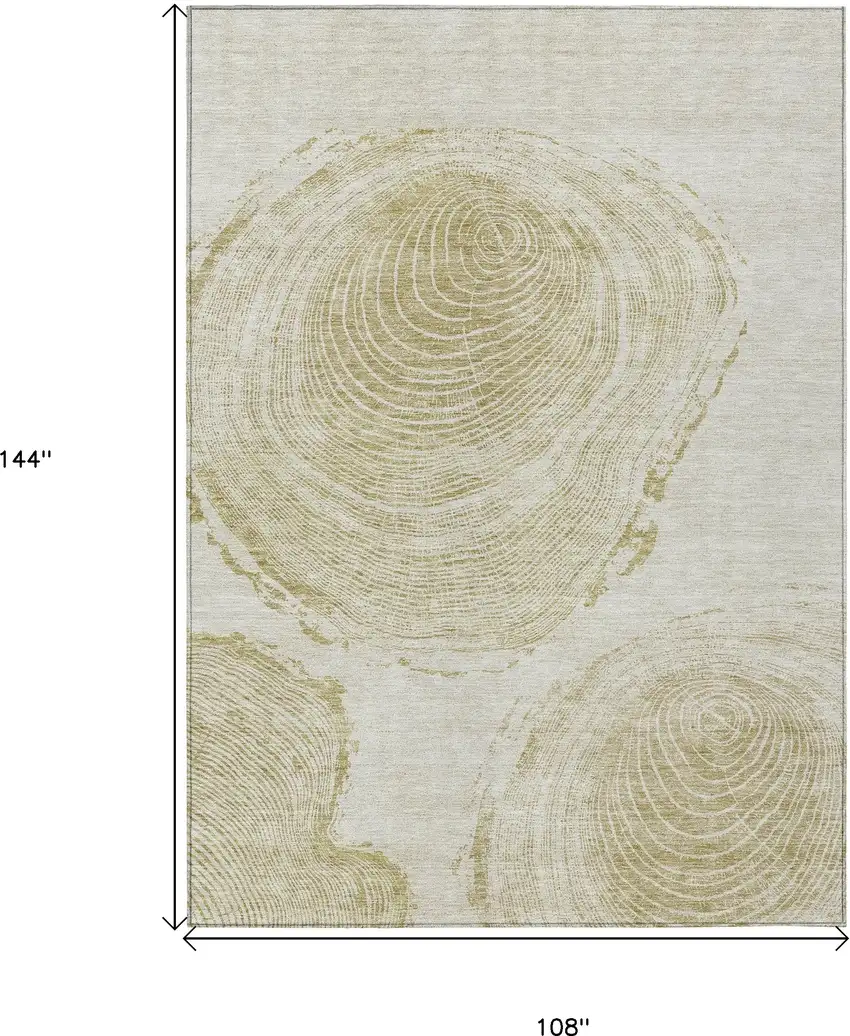 Khaki Beige And Taupe Abstract Washable Indoor Outdoor Area Rug Photo 3