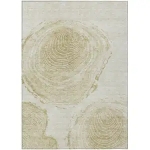 Photo of Khaki Beige And Taupe Abstract Washable Indoor Outdoor Area Rug