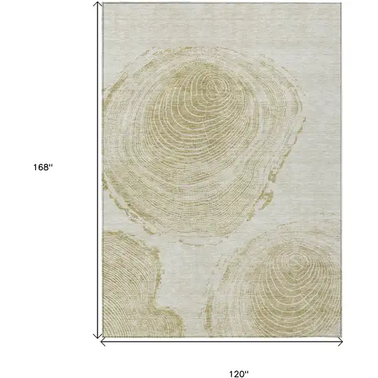 Khaki Beige And Taupe Abstract Washable Indoor Outdoor Area Rug Photo 3