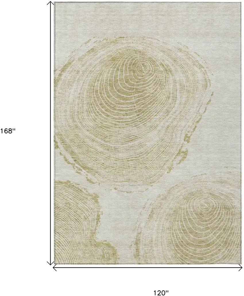 Khaki Beige And Taupe Abstract Washable Indoor Outdoor Area Rug Photo 3