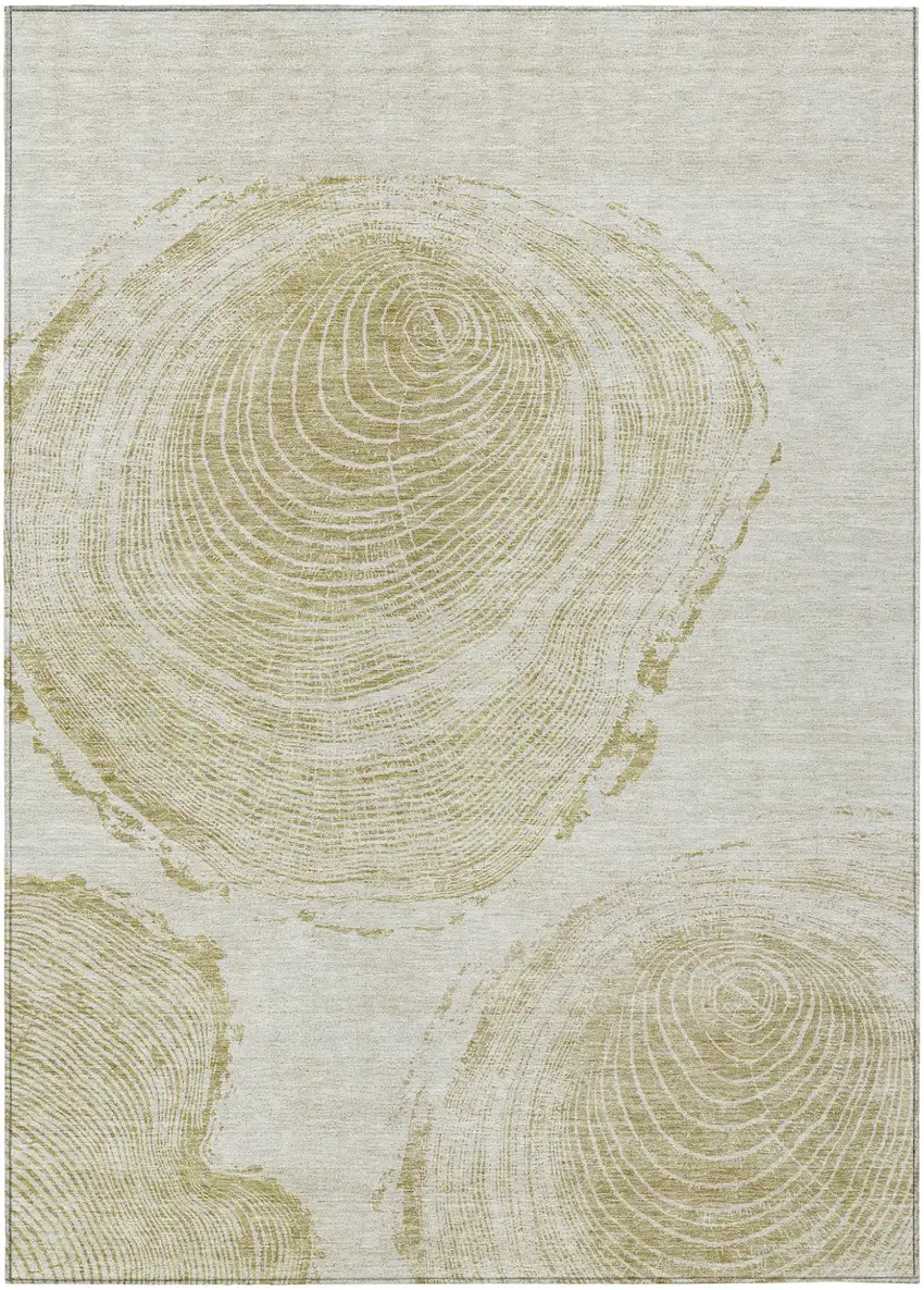 Khaki Beige And Taupe Abstract Washable Indoor Outdoor Area Rug Photo 1