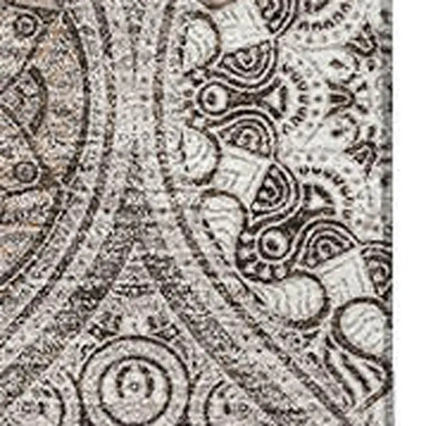 Khaki Beige And Taupe Ogee Washable Area Rug With UV Protection Photo 2