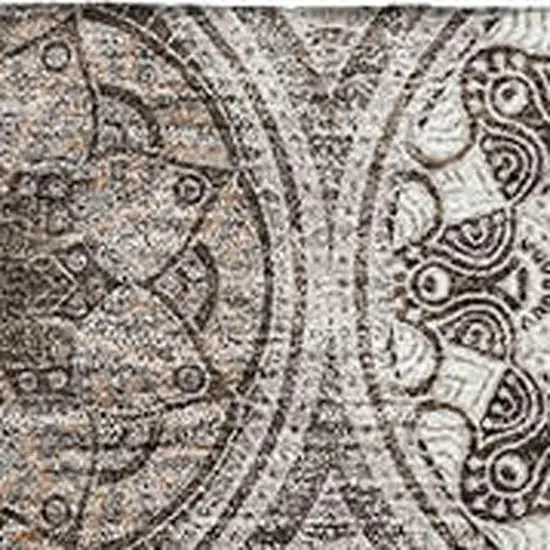 Khaki Beige And Taupe Ogee Washable Area Rug With UV Protection Photo 2