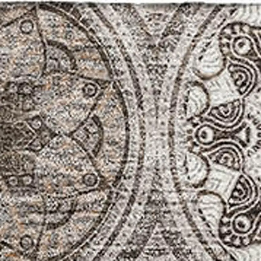 Khaki Beige And Taupe Ogee Washable Area Rug With UV Protection Photo 2