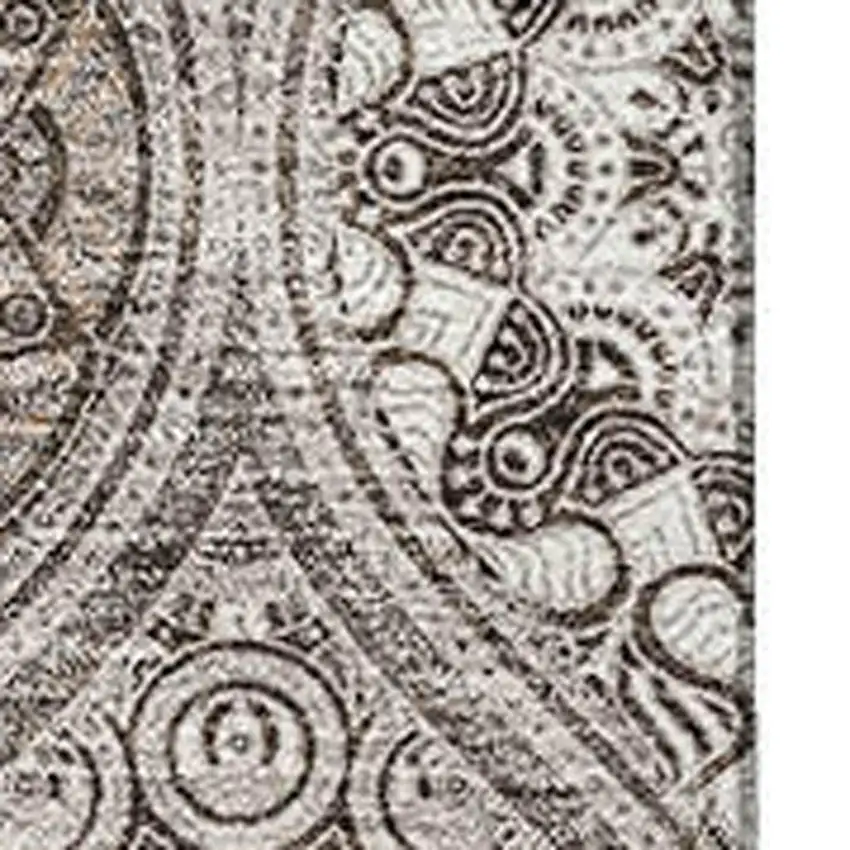 Khaki Beige And Taupe Ogee Washable Area Rug With UV Protection Photo 2