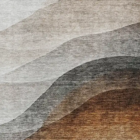 Khaki Black And Terra Cotta Abstract Washable Indoor Outdoor Area Rug Photo 6