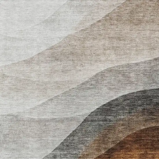 Khaki Black And Terra Cotta Abstract Washable Indoor Outdoor Area Rug Photo 6