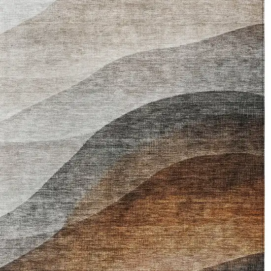 Khaki Black And Terra Cotta Abstract Washable Indoor Outdoor Area Rug Photo 4