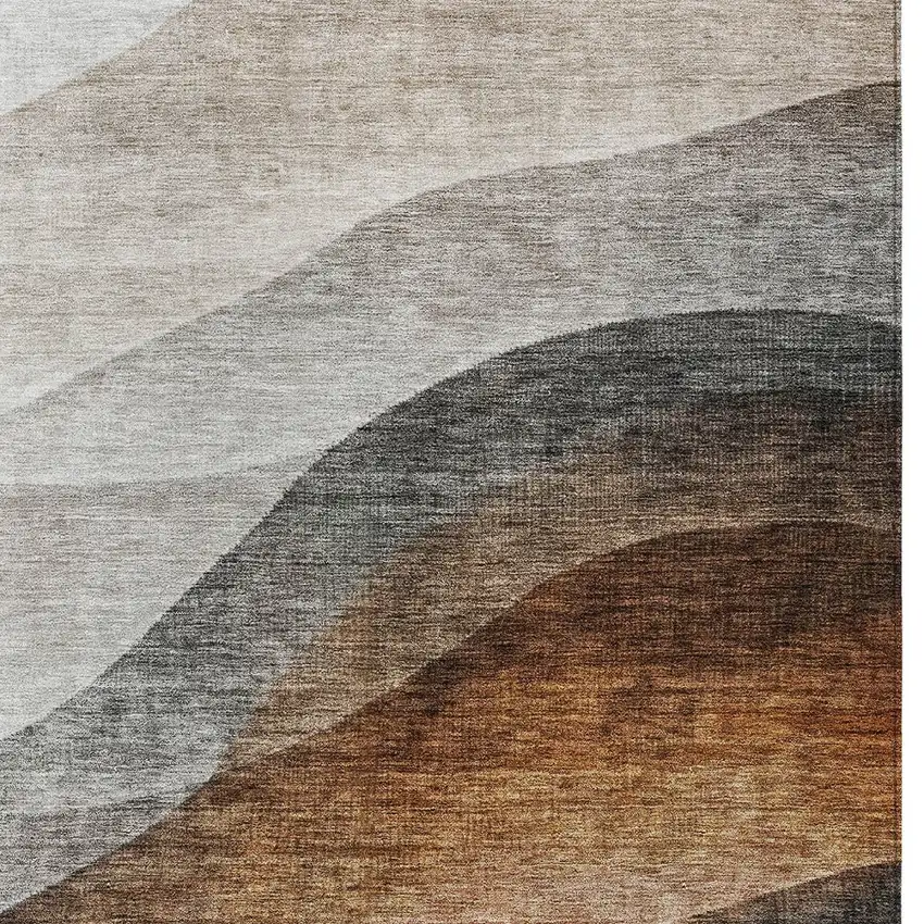 Khaki Black And Terra Cotta Abstract Washable Indoor Outdoor Area Rug Photo 4