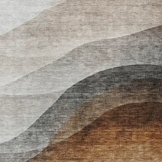 Khaki Black And Terra Cotta Abstract Washable Indoor Outdoor Area Rug Photo 6