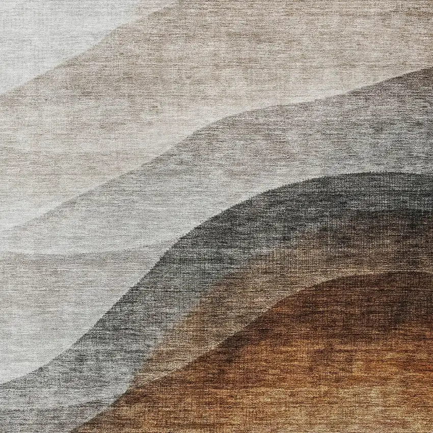 Khaki Black And Terra Cotta Abstract Washable Indoor Outdoor Area Rug Photo 6