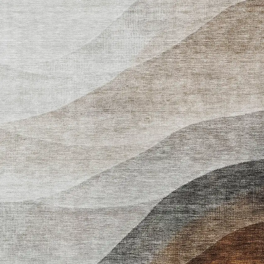 Khaki Black And Terra Cotta Abstract Washable Indoor Outdoor Area Rug Photo 6