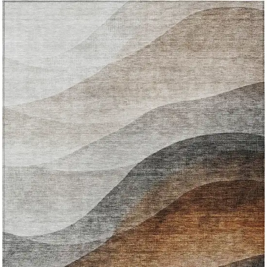 Khaki Black And Terra Cotta Abstract Washable Indoor Outdoor Area Rug Photo 7