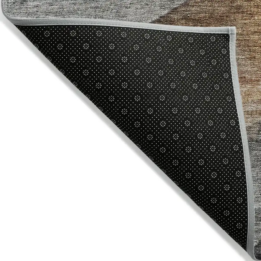 Khaki Black And Terra Cotta Abstract Washable Indoor Outdoor Area Rug Photo 4