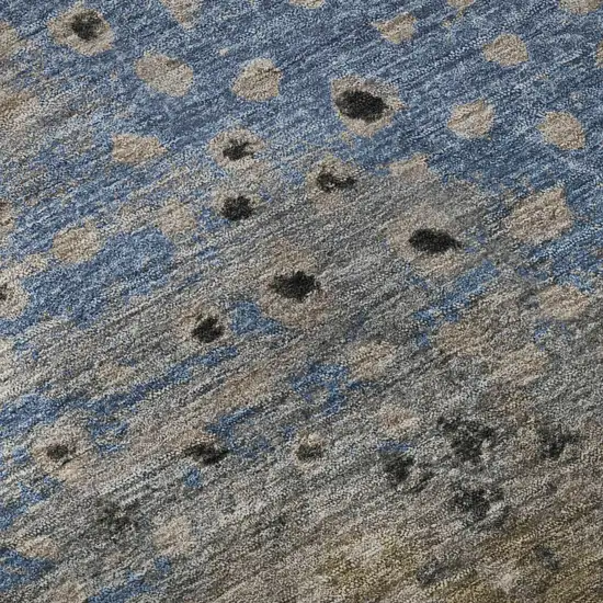 Khaki Blue And Ivory Polka Dot Washable Area Rug With UV Protection Photo 9