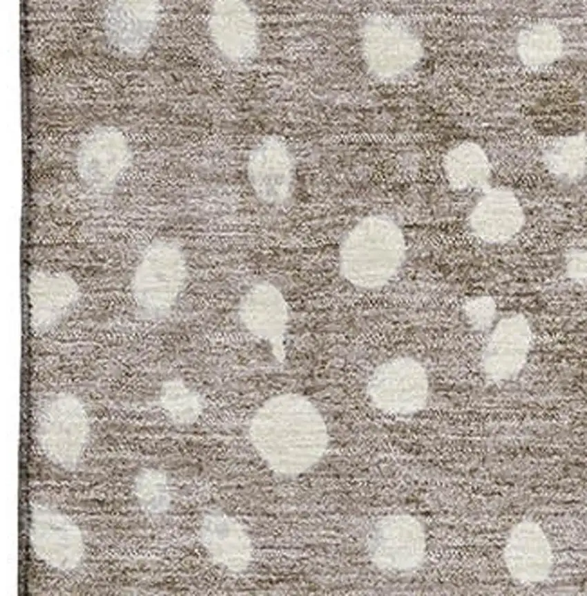 Khaki Blue And Ivory Polka Dot Washable Area Rug With UV Protection Photo 2