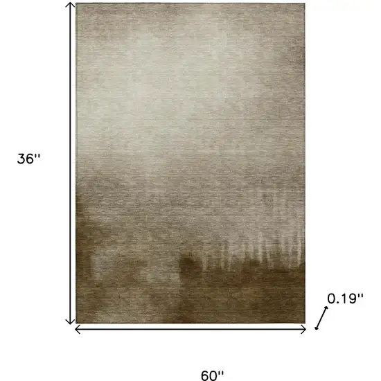 Khaki Brown And Beige Abstract Washable Indoor Outdoor Area Rug Photo 9