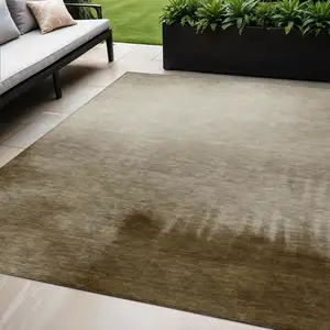 Photo of Khaki Brown And Beige Abstract Washable Indoor Outdoor Area Rug