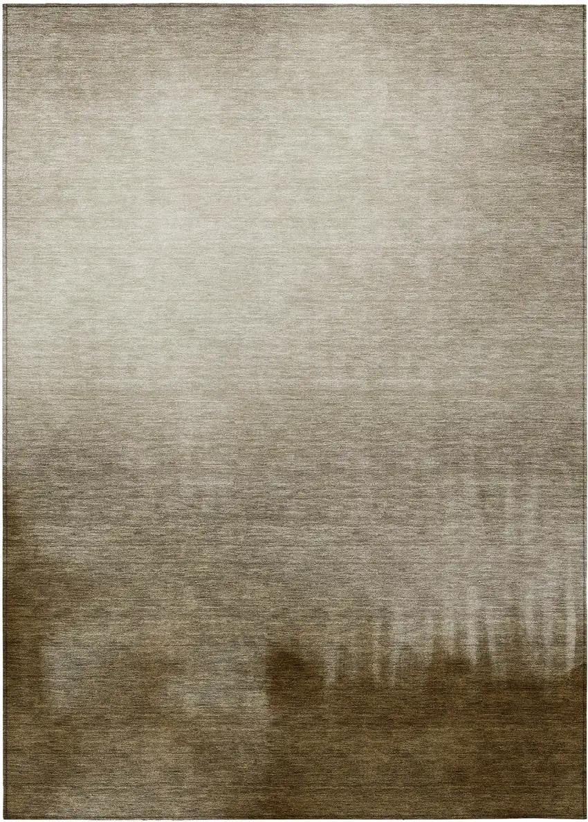 Khaki Brown And Beige Abstract Washable Indoor Outdoor Area Rug Photo 2