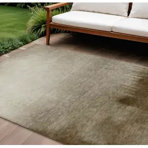 Photo of Khaki Brown And Beige Abstract Washable Indoor Outdoor Area Rug