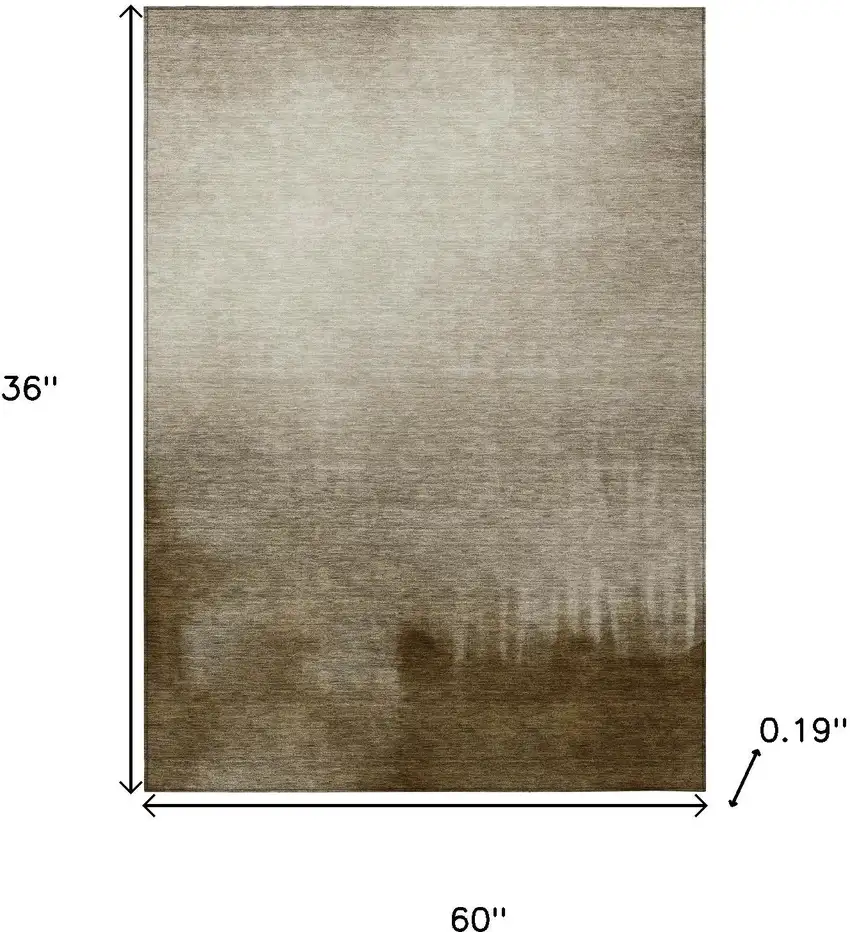 Khaki Brown And Beige Abstract Washable Indoor Outdoor Area Rug Photo 9