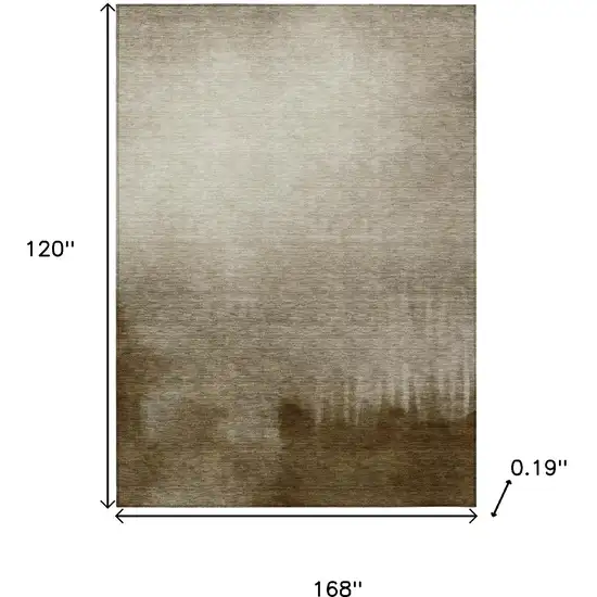 Khaki Brown And Beige Abstract Washable Indoor Outdoor Area Rug Photo 3