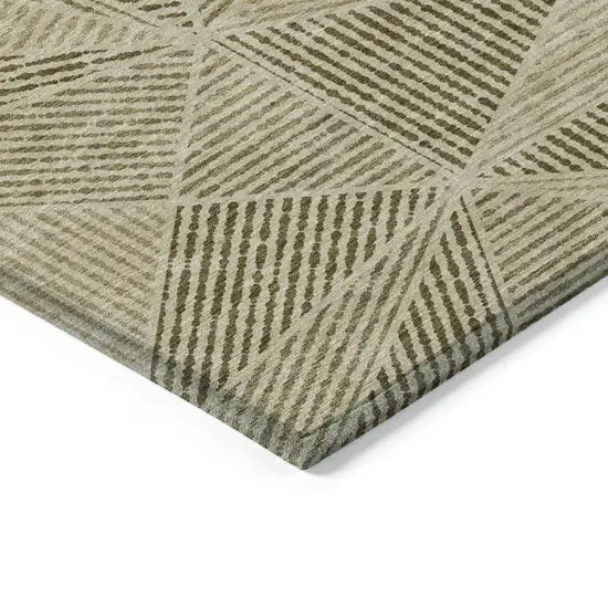 Khaki Brown And Beige Geometric Washable Indoor Outdoor Area Rug Photo 4