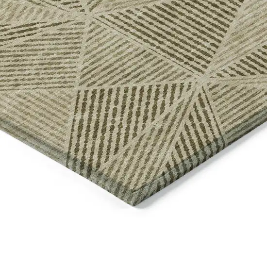 Khaki Brown And Beige Geometric Washable Indoor Outdoor Area Rug Photo 4
