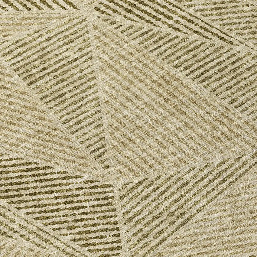 Khaki Brown And Beige Geometric Washable Indoor Outdoor Area Rug Photo 9