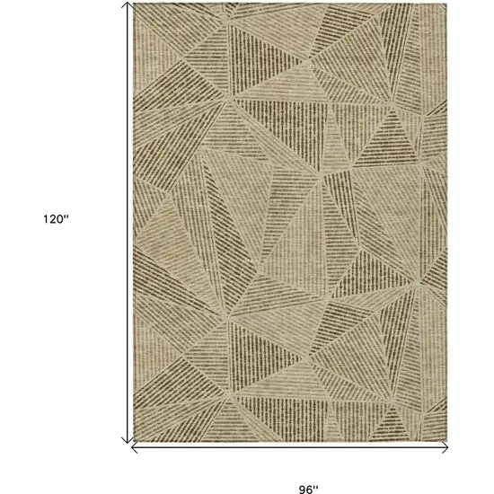 Khaki Brown And Beige Geometric Washable Indoor Outdoor Area Rug Photo 3