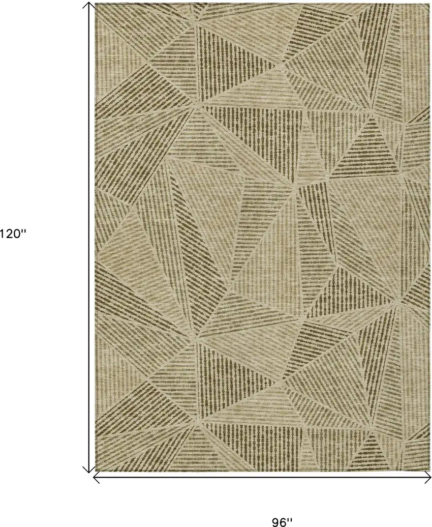 Khaki Brown And Beige Geometric Washable Indoor Outdoor Area Rug Photo 3
