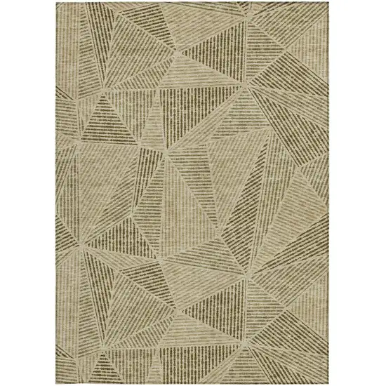Khaki Brown And Beige Geometric Washable Indoor Outdoor Area Rug Photo 5