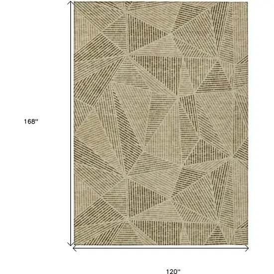 Khaki Brown And Beige Geometric Washable Indoor Outdoor Area Rug Photo 3