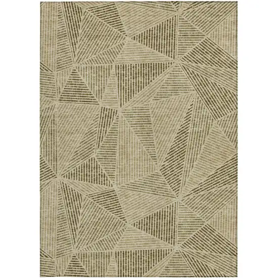 Khaki Brown And Beige Geometric Washable Indoor Outdoor Area Rug Photo 5