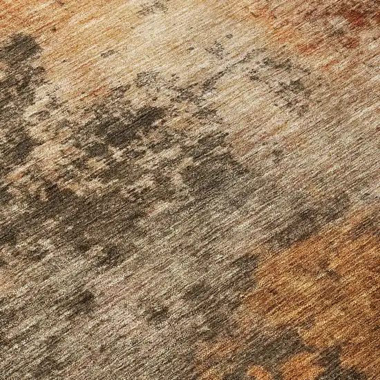 Khaki Brown And Copper Abstract Washable Indoor Outdoor Area Rug Photo 7