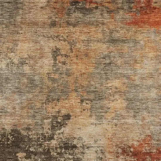 Khaki Brown And Copper Abstract Washable Indoor Outdoor Area Rug Photo 6
