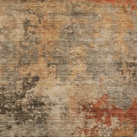 Khaki Brown And Copper Abstract Washable Indoor Outdoor Area Rug Photo 6