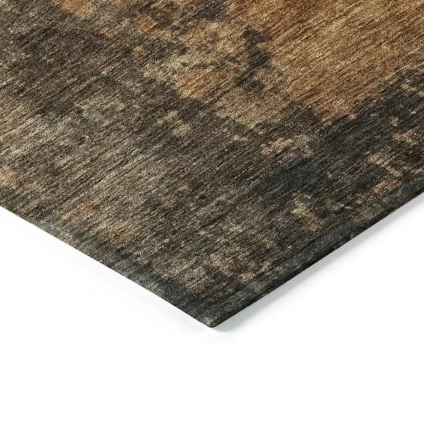 Khaki Brown And Copper Abstract Washable Indoor Outdoor Area Rug Photo 5