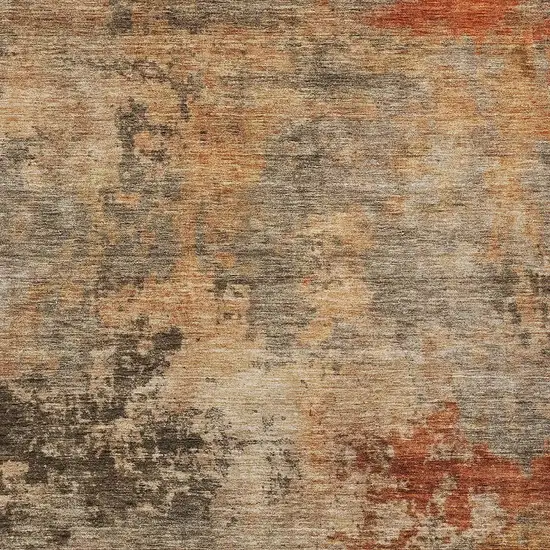 Khaki Brown And Copper Abstract Washable Indoor Outdoor Area Rug Photo 6