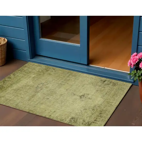Khaki Brown And Taupe Oriental Washable Indoor Outdoor Area Rug Photo 1