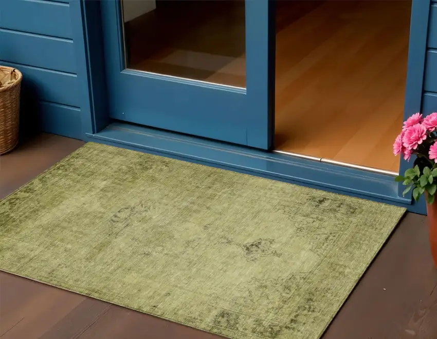 Khaki Brown And Taupe Oriental Washable Indoor Outdoor Area Rug Photo 1