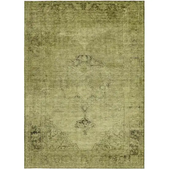 Khaki Brown And Taupe Oriental Washable Indoor Outdoor Area Rug Photo 6